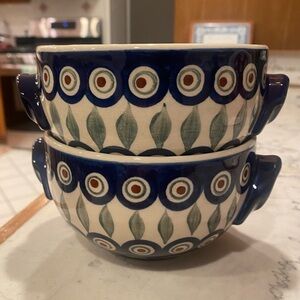 Polish Pottery BOLESLAWIEC Ceramic Soup Bowl set (2)